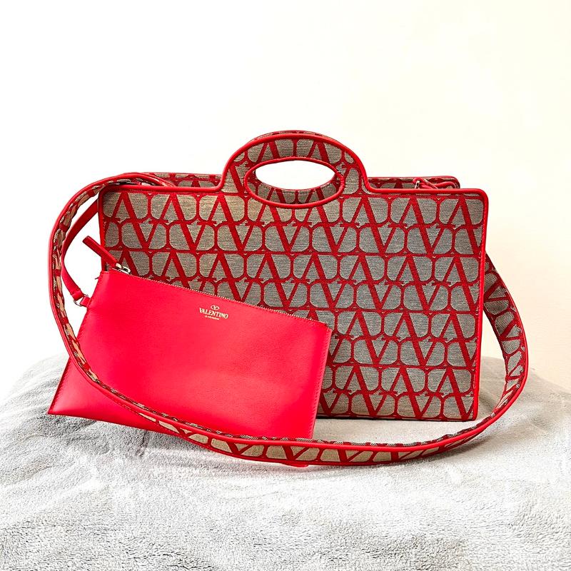 Valentino Shoulder Tote Bags VL2022 Canvas Red